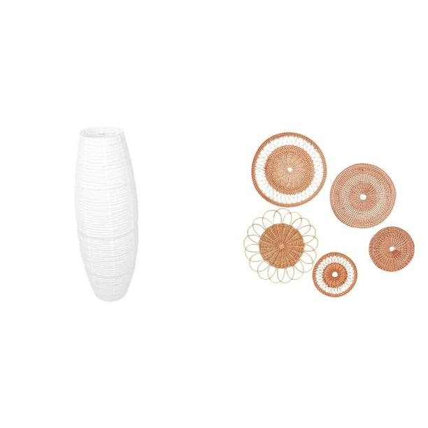 Lámpara De Pie De Ratán Tejido Decorativo Con Pantalla Sencilla, Jaula Protectora Para Bombillas De Papel, Para Dormitorio, Pasillo, Porche, Hotel Y Cafetería.