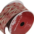 thumbnail image 2 of Northlight Brown and Red Glittered Christmas Wired Craft Ribbon 2.5" x 10 Yards, 2 of 3