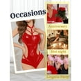 thumbnail image 4 of Ausing Women PU Leather Teddy Bodysuit Lingerie Crisscross Choker Babydoll Underwire One Piece Nightshirt Clubwear Red S, 4 of 5