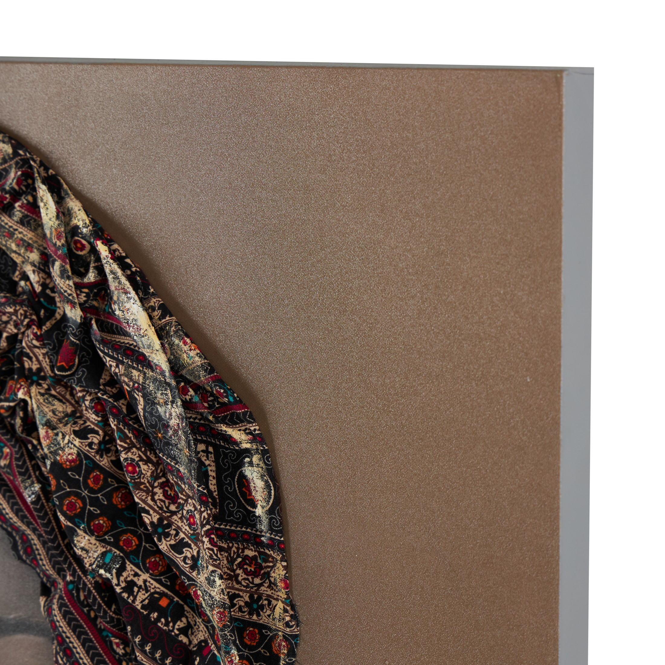 40" x 40" Unframed Woman Wall Art with 3D Fabric Headwear And Gold Jewels, by DecMode