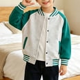 thumbnail image 4 of YunPes Boys Girls Varsity Jacket Snap Long Sleeve Baseball Outerwear with Striped Ribbed Cuff Fall Back to School Daily Jacket Coat, 4 of 5