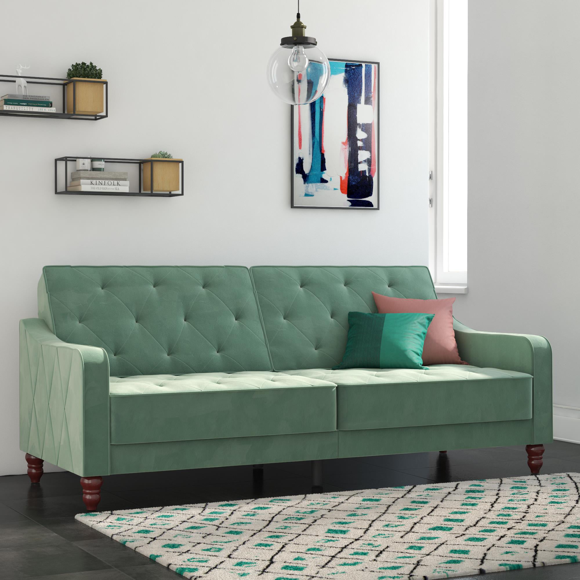 Novogratz Vintage Tufted Velvet Split Back Sofa Bed