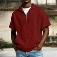 thumbnail image 2 of QTBIUQ Mens Summer Hoodie Short Sleeve Zipper Athletic Shirt Waffle Lightweight Breathable Activewear Top for Gym Workout Burgundy, 2 of 7