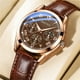 thumbnail image 4 of Reloj de cuarzo para hombre, reloj de cuarzo informal para hombre, correa de cuero, diseño multidisco, estilo informal, reloj de pulsera con esfera antiarañazos, para hombre y mujer, con esfera de rom, 4 of 5