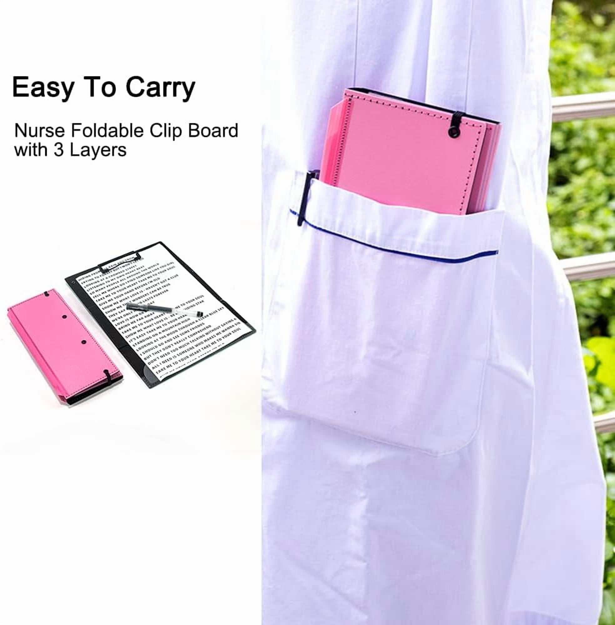 Nursing Clipboard, Foldable 3 Layers Nurse Clipboard with Quick Access Medical References and Nursing Cheat Sheet Notepad for Students, Nurses, Doctors and Medical Staff(Dadrk Blue)