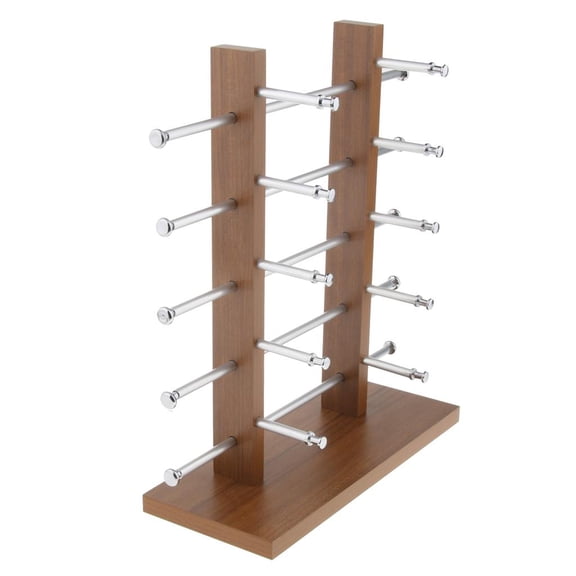 Wswqop Sunglasses Display Stand Glass Eyewear Storage Rack for 10Pairs Black Wood
