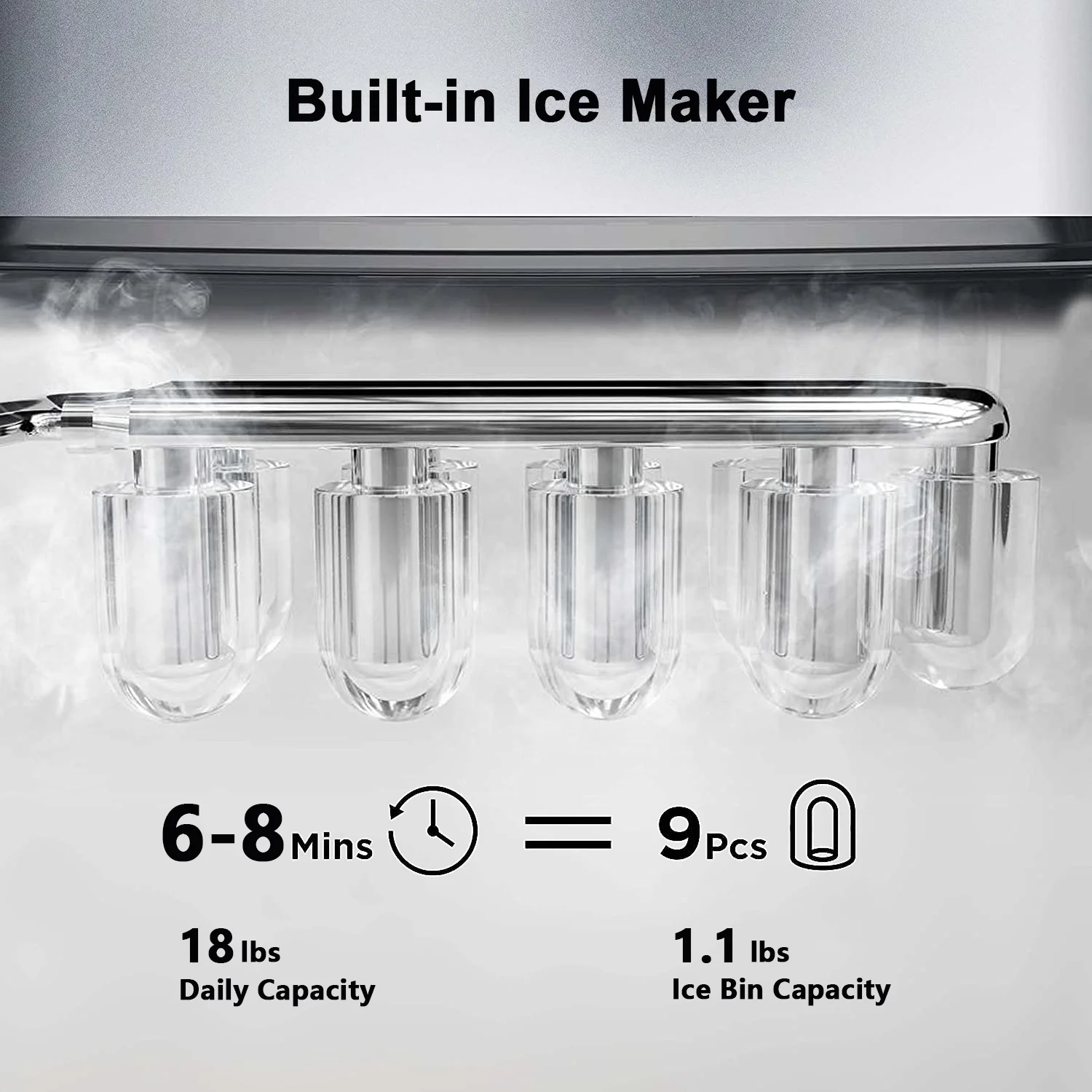 SOOPYK Water Dispenser with Ice Maker Bottom Loading  18lbs Ice Daily Capacity ,for 3–5 Gallon Bottles,for Home/Office,Black (No Hot Water)
