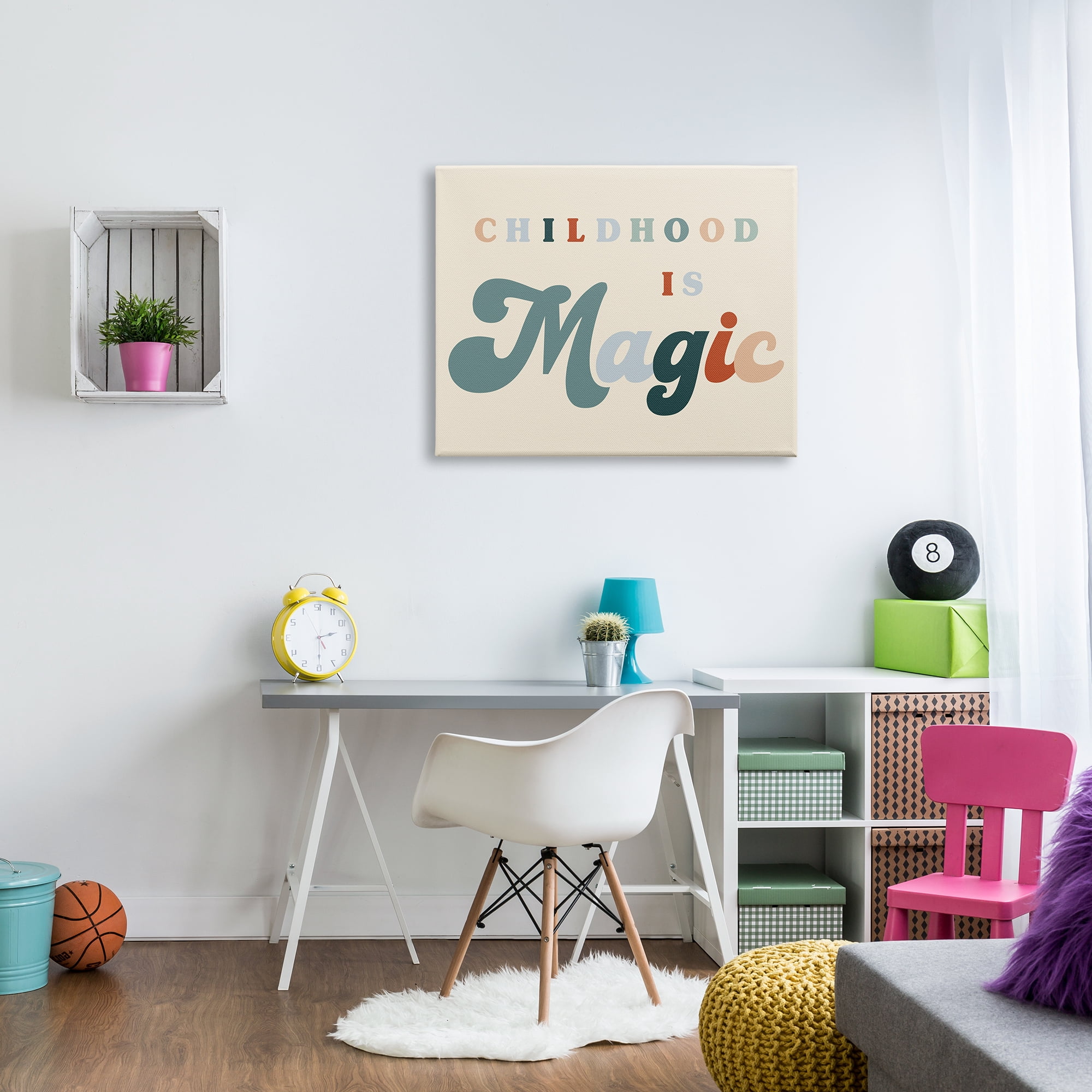 Stupell Industries Childhood is Magic Phrase Inspirational Painting Gallery Wrapped Canvas Art Print Wall Art, 40 x 30