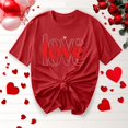 thumbnail image 1 of TIMIFIS T-Shirts à Manches Courtes pour Femmes, T-Shirt Imprimé Cœur de la Saint-Valentin, T-Shirt Décontracté d'Été à Col Rond, 1 of 4