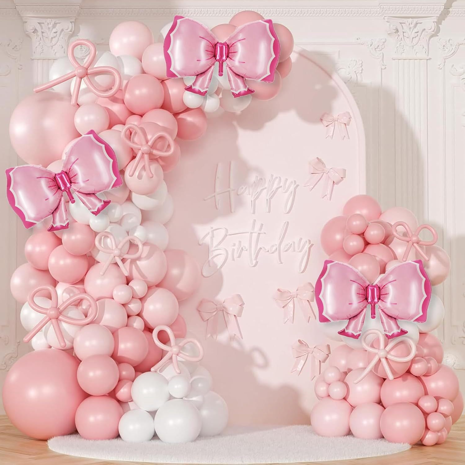 Valentines Balloon Arch Kit,Pink and White Balloons for Anniversary Wedding Engagement Party Decorations
