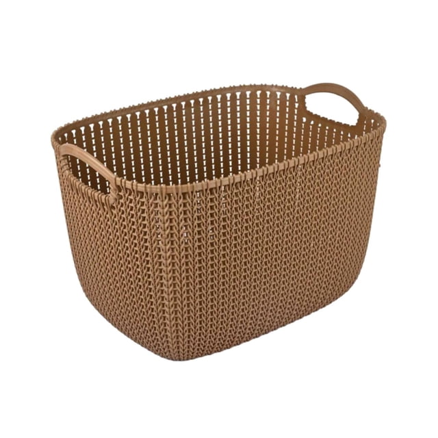 Cesta de plástico con textura de ratán Signoraware | Atractivo diseño texturizado estilo ratán | Diseño ligero y duradero | Cesta de almacenamiento multiusos para cocina, baño, oficina y hogar (16 lit