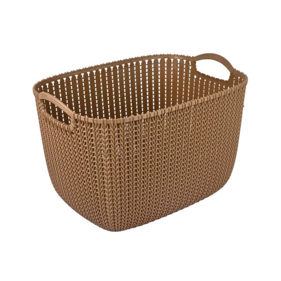 Cesta de plástico con textura de ratán Signoraware | Atractivo diseño texturizado estilo ratán | Diseño ligero y duradero | Cesta de almacenamiento multiusos para cocina, baño, oficina y hogar (16 lit