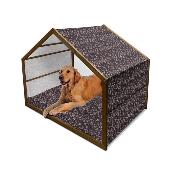 Cherry Blossom Pet House, Flappy Broad-Tailed Hummingbirds Flying Around White Cherry Blossom Trees, Outdoor & Indoor Portable Dog Kennel with Pillow and Cover, 5 Sizes, Multicolor, by Ambesonne
