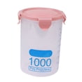 thumbnail image 4 of Recipiente hermético de plástico apilable para almacenar alimentos secos y cereales, de 1000 ml, para organizar la cocina, color rosa, 4 of 12