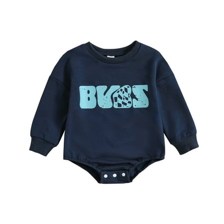 

Dr.Eam Newborn Bodysuits Infant Baby Boys Girls Long Sleeve Letter Prints Romper Newborn Kids Clothes Onesies Outerwear Blue 3 M-6 M
