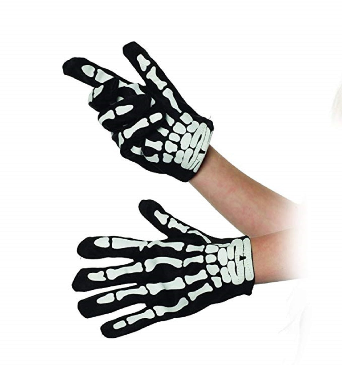 Unisex Skeleton Gloves Bone Print Adult/Kids Halloween Fancy Dress Accessory 