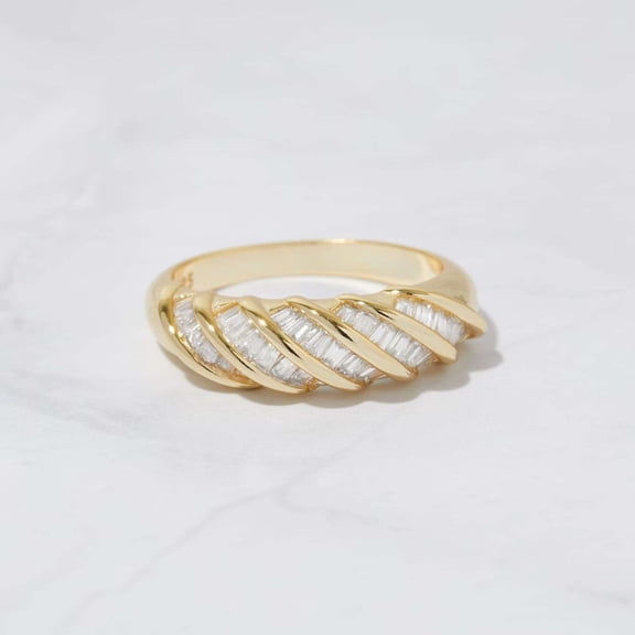vylahjewellery 14K Vermeil Yellow Gold Baguette Moissanite Ring for Women Vintage Statement Cocktail Ring Classic Wedding Anniversary Promise Fashion Jewelry Gift