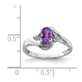 thumbnail image 5 of 925 Sterling Silver Rhodium Plated Diamond and Amethyst Oval Ring Size 9, 5 of 6