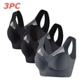 thumbnail image 2 of Tqyyweavej Women's 3 Pack Sports Bras Sheer Full Coverage Side Smoothing Wireless Bras Lightly Lined Breathable Everyday Bras L-6XL, 2 of 7
