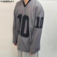 thumbnail image 5 of INCERUN Tops 2024 estilo coreano moda hombres malla transpirable impresión digital camisetas casuales masculinos cuello en V manga larga camiseta S-5XL, 5 of 5