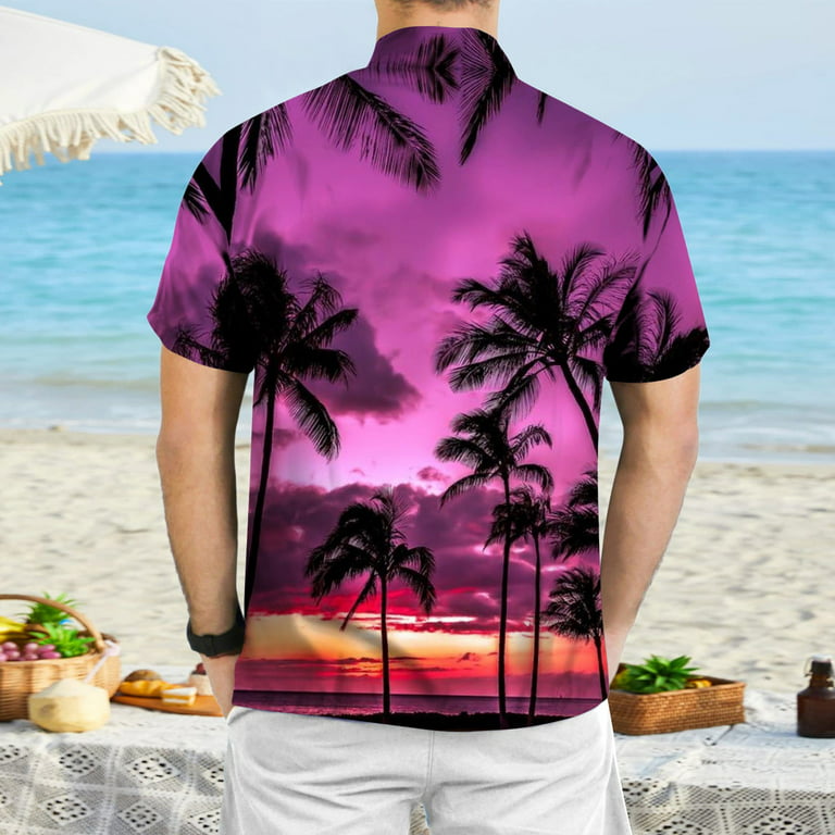 NECHOLOGY Men's Casual Button-Down Shirts Pfg Shirts For Men Men's Cotton  Button Down Short Sleeve Hawaiian Shirt