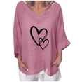 thumbnail image 2 of YUNAFFT Womens Tops Casual Loose Fashion Lady Women V-Neck Short Sleeve Printed Tops Tee T-Shirt Blouse Tunics On Sale, 2 of 2