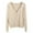 Beige, variant on Fiaer Womens Cropped Knitted Cardigan Sweaters Long Sleeves Deep V Neck Oversized Button Down Solid Color Tops Yellow L