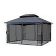 thumbnail image 3 of Only Choice 13' x 10' Outdoor Canopy Gazebo With Ventilated Double Roof And Mosquito net,Gray, 3 of 7