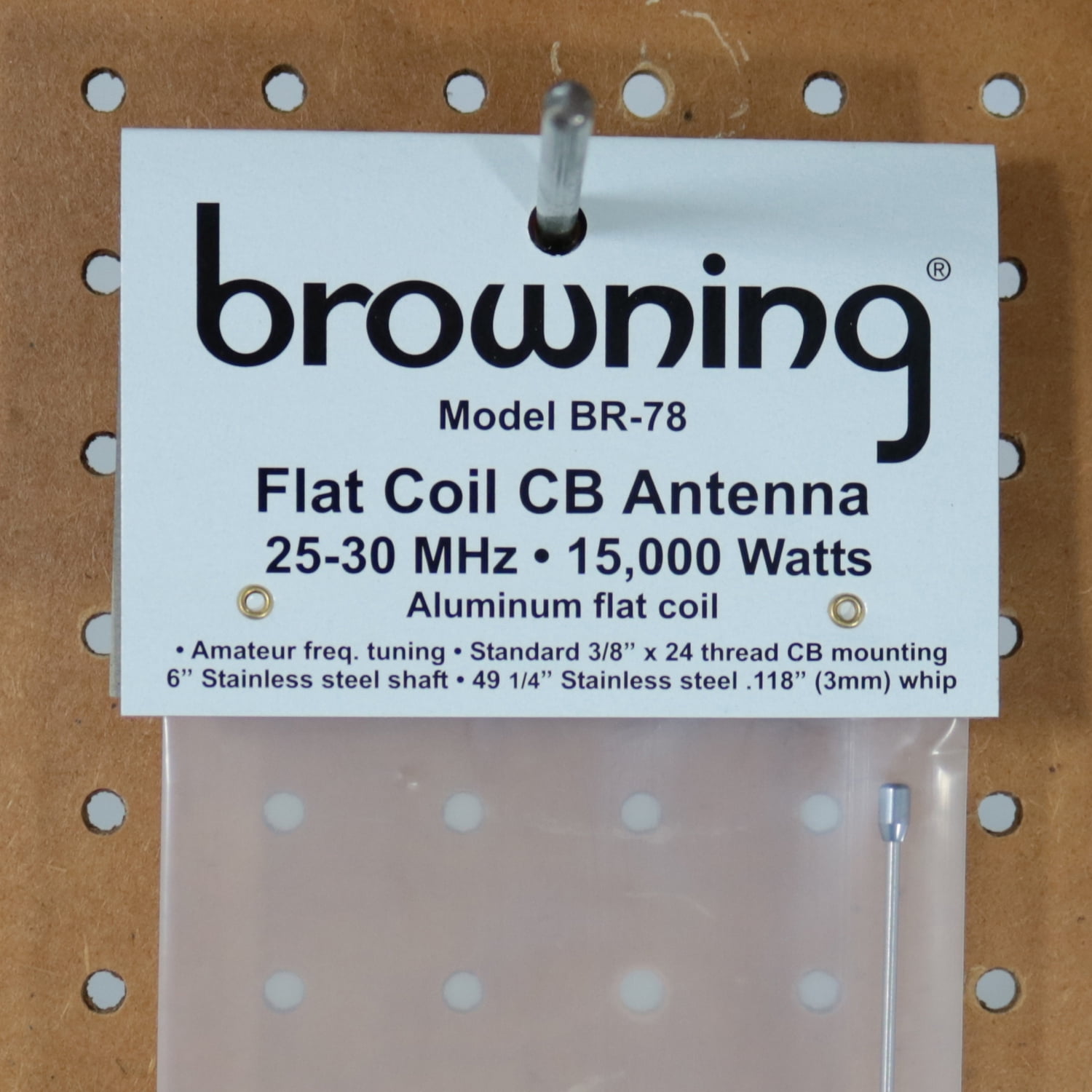 Browning 15,000-Watt High-Performance 25 MHz to 30 MHz Broad-Band Flat-Coil CB Antenna, 63 Inches Tall