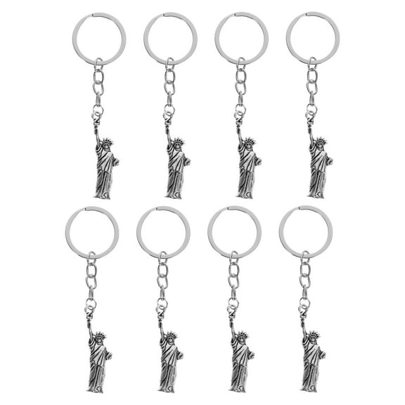 WHAMVOX Pendant Silver 8Pcs American Flag Key Chain United States Keychain Decorative