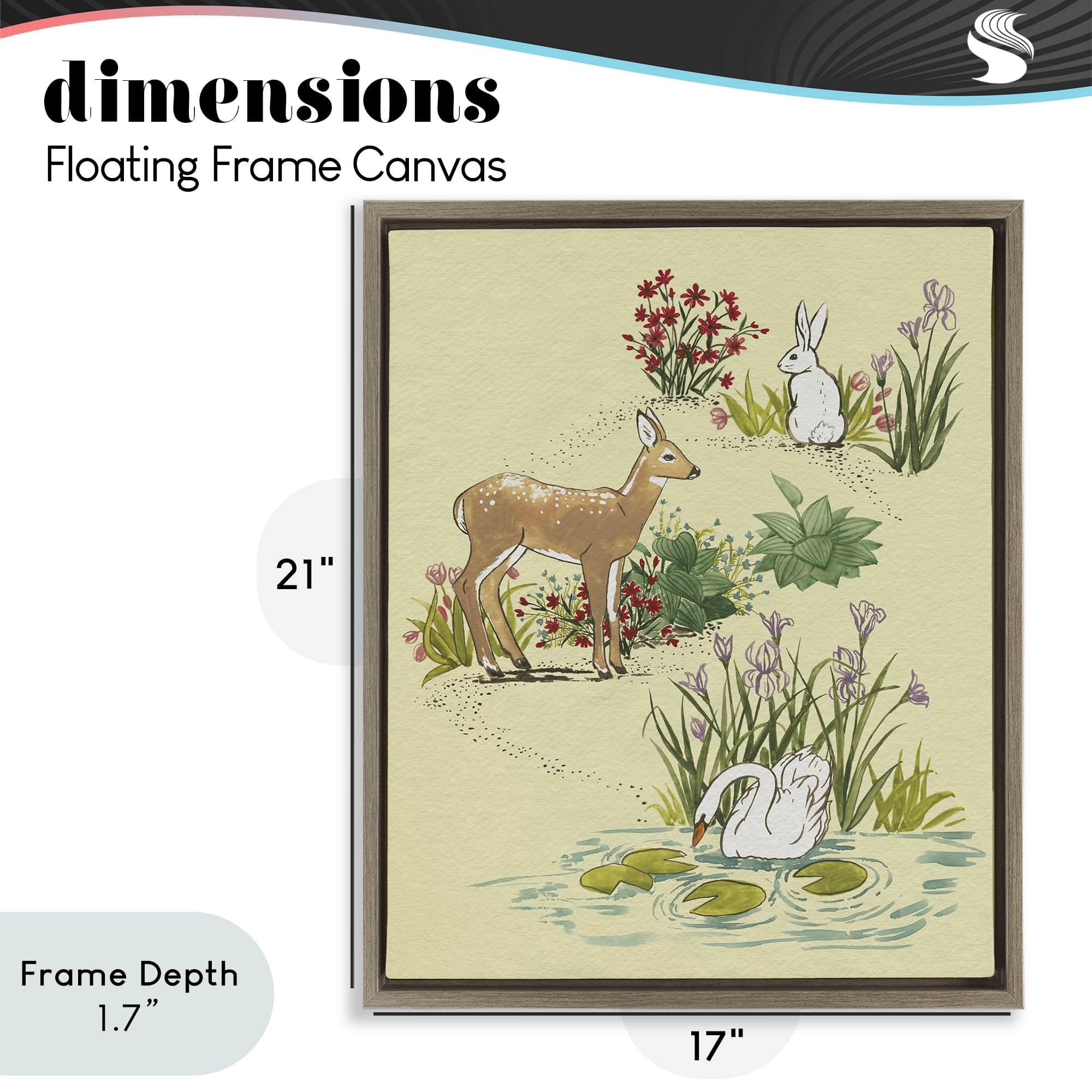 Stupell Industries Peaceful Spring Animals Brown Framed Floater Canvas Wall Art, design by Grace Popp