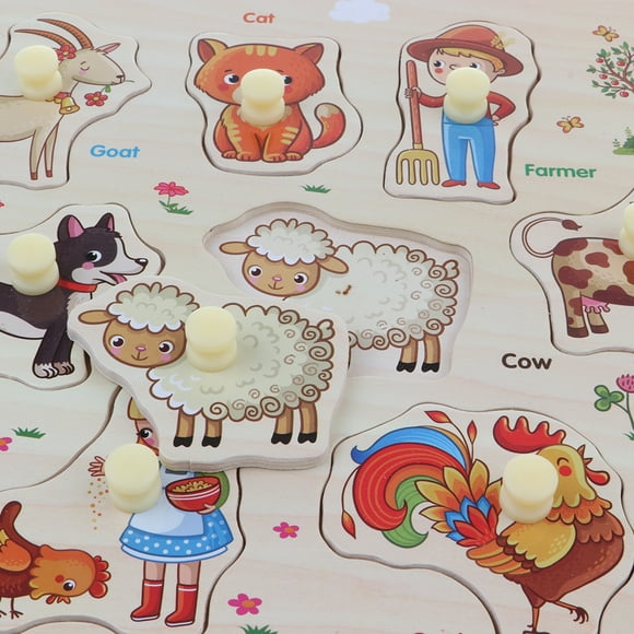Wooden Peg Puzzles Educational and Learning Puzzle for Kids Children - Farm