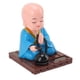 thumbnail image 2 of Small Buddhist Monk Solar Ornaments Light Energy Sensing Automatic Nodding Knocking Monk Decoration for Office Home Car Gift Blue, 2 of 5
