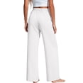 thumbnail image 3 of Dresfit Women's Palazzo Pants Wide Leg Linen Yoga Pant Summer 2026 Elastic High Waist Loose Slacks Flowy Lightweight Business Trousers with Pockets White M, 3 of 3