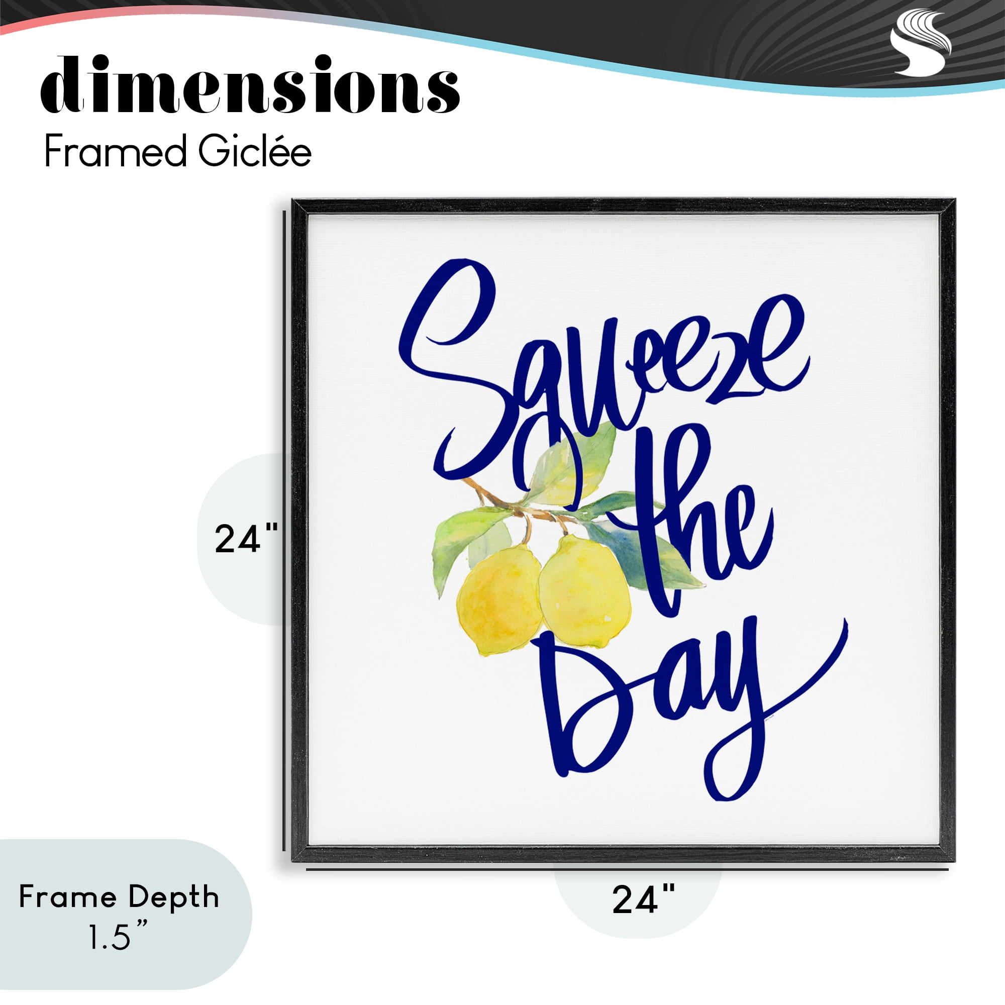 Stupell Industries Cursive Squeeze The Day Black Framed Giclee Art, design by Lanie Loreth
