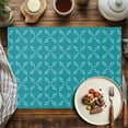 thumbnail image 2 of Placemats Set of 6, Turquoise Plaid Place Mats Diamond Texture Tablemats Washable Placemat Table Decoration for Kitchen Table Dinner Party Home Decor Indoor Outdoor 13x19 Inch, 2 of 9