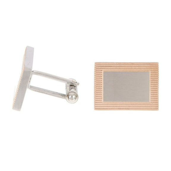 Mens Rose Plated Stainless Steel Cuff Links