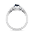thumbnail image 3 of SuperJeweler 1 1/2 Carat Oval Shape Created Sapphire and Halo Diamond Ring In Sterling Silver For Women, 3 of 5