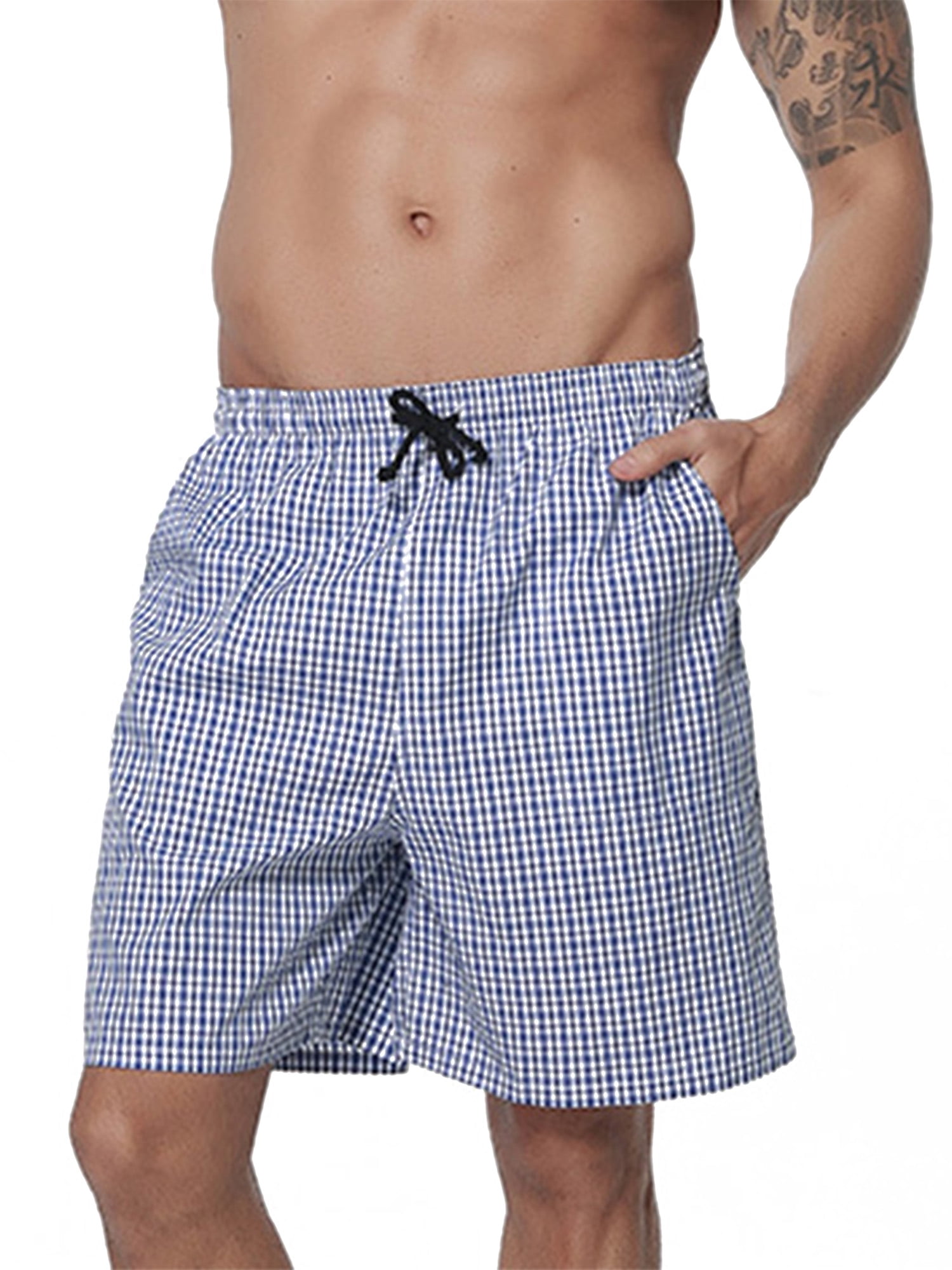 Mens Knocker Boxer Trunk Plaid Shorts Underwear Lot Cotton Woven Briefs