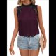 thumbnail image 3 of Blusas Sin Mangas de Encaje para Mujer, Blusas Plisadas de Verano 2025, Blusas Elegantes e Informales Sin Mangas. Vino Tinto XL, 3 of 9