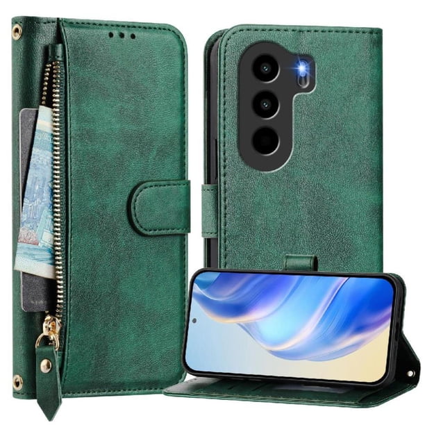 FOXDOCK Funda Tipo Cartera para Ulefone Note 21 Cuero PU con Cremallera y Correa de Muñeca, Ranuras para Tarjetas, Soporte Plegable, Cierre Magnético
