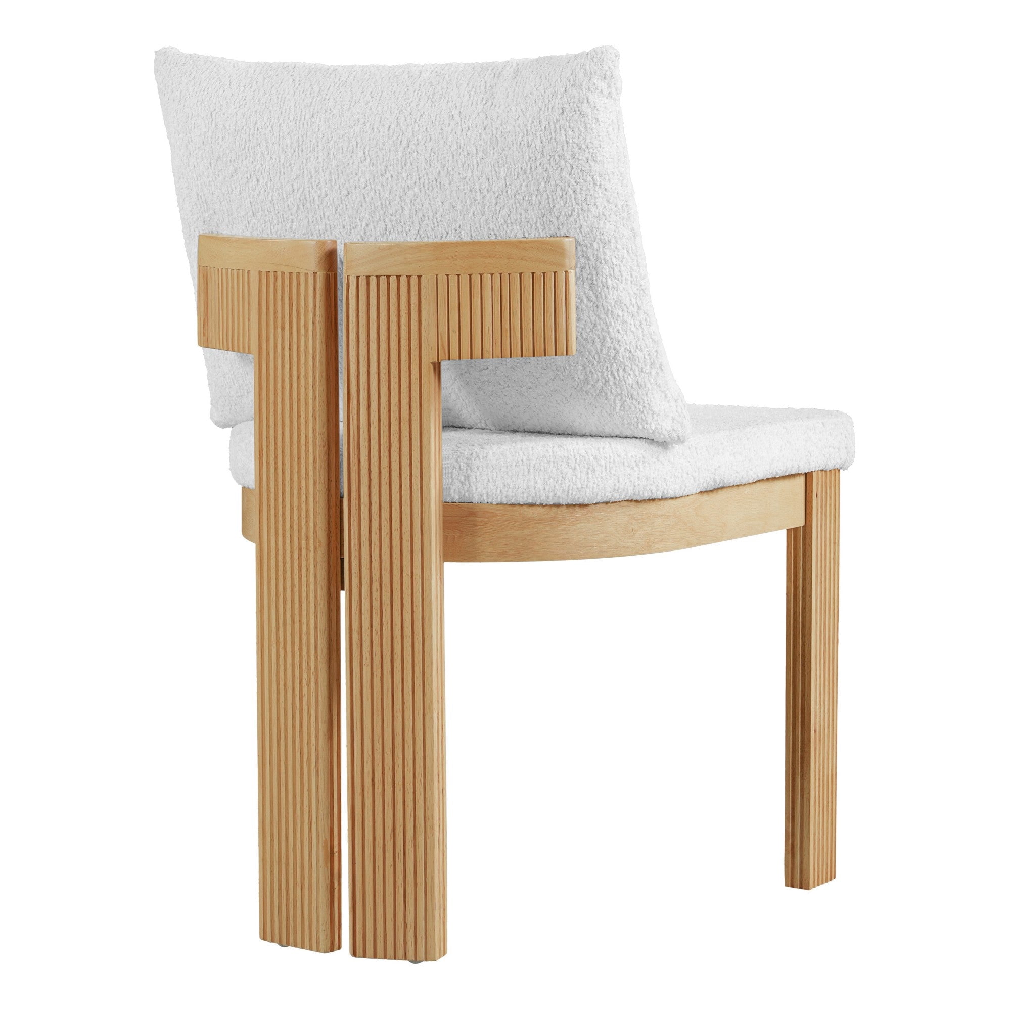 Sailvan Boucle Dining Set of 2 Chairs with Rubber Wood Frame,Upholstered Mid-Century Modern Kitchen Chairs for Small Spaces Beige