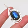 thumbnail image 3 of Labradorite - Madagascar 925 Sterling Silver Pendant V8251, Solitaire Pendant, Blue Pendant, Oval Pendant, Gift For Her, Labradorite Pendant, 3 of 4