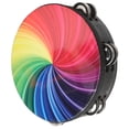 thumbnail image 3 of Tambourine, Colorful  Handheld 8in Hand Drum Percussion Instrument Comfortable Hold Fine Polishing  For Rhythm Training Colorful, 3 of 8