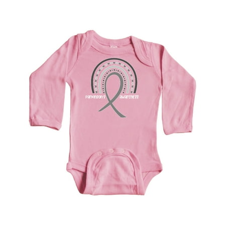 

Inktastic Parkinson s Awareness Gray Ribbon Rainbow Gift Baby Boy or Baby Girl Long Sleeve Bodysuit
