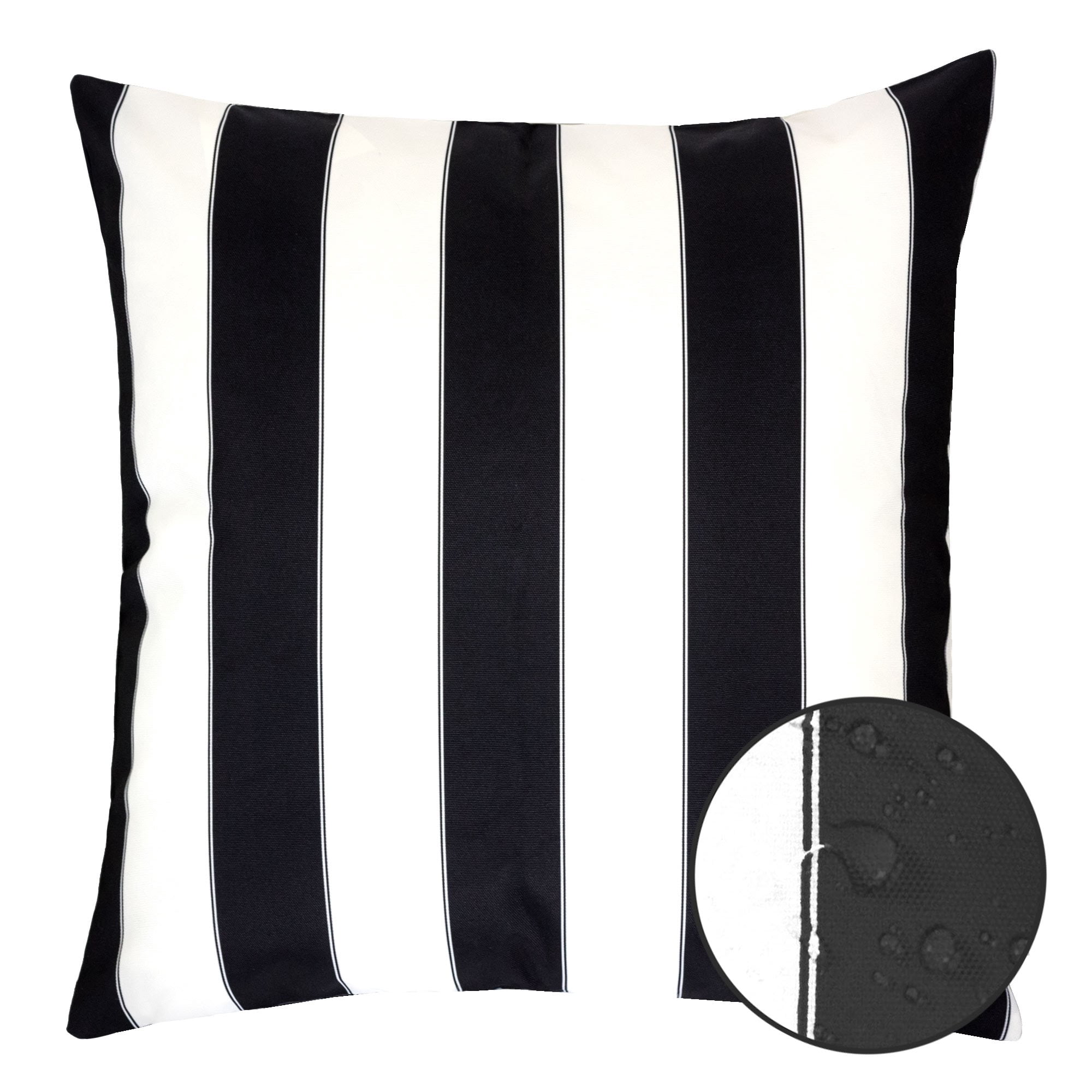 Bailey Black Square Outdoor Throw Pillow