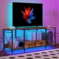 thumbnail image 3 of SESSLIFE Entertainment Center with LED Lights, Modern TV Stand for 70 inch TV, TV & Media Furniture with Storage, Media Table for Living Room, Bedroom (Brown), 3 of 9