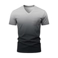 thumbnail image 3 of ZXLBBD Men T Shirts Short Sleeve Gradient Color V Neck Tee with Front Pocket Loose Breathable Beach Gym Workout Shirts Summer Outdoor Tshirts,Light Gray,6XL, 3 of 7