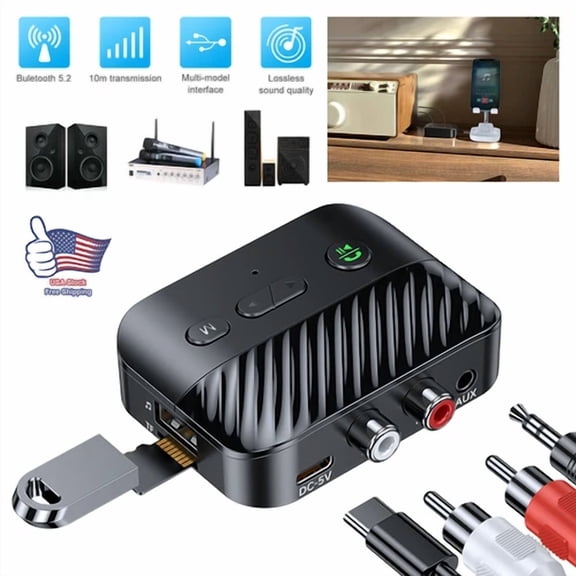 YANI- Usb Bluetooth 5.3 Adapter Receiver Wireless Aux To 2Rca Stereo Audio Adapter