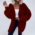 thumbnail image 2 of Breezora Elegant Oversized Open Front Knit Cardigan Women’s Long Sleeve Lightweight Comfortable Loose Fit Office Casual S Size Wine, 2 of 4